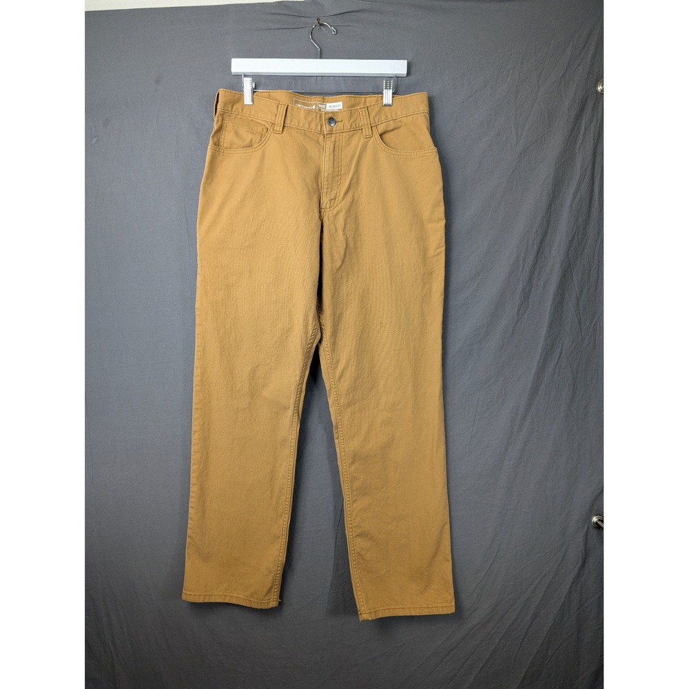Carhartt Mens Relaxed Fit Canvas Tapered Leg Work Pants Tan 34x32